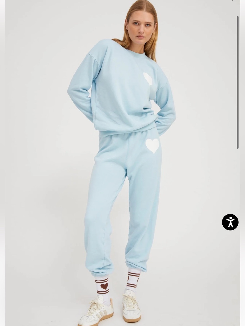 Heart Graphic Light Blue Sweatpants - Women's Joggers